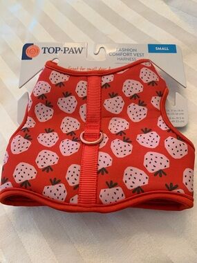 Top Paw Red Strawberry-Print Comfort Vest Harness 
NEW!